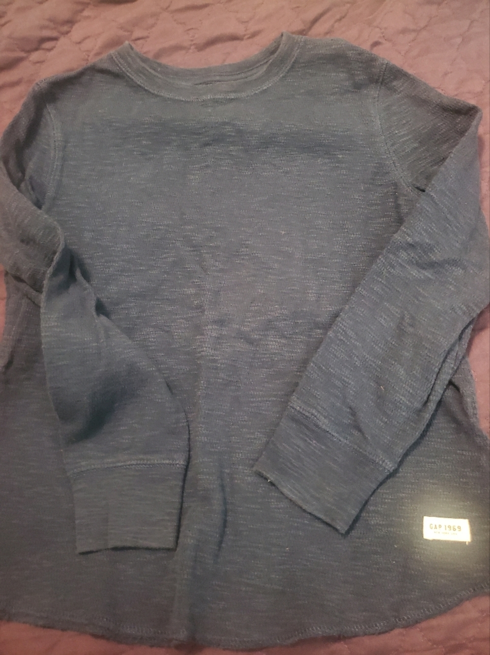 GAP Kids Long Sleeve Tee in Heathered Blue